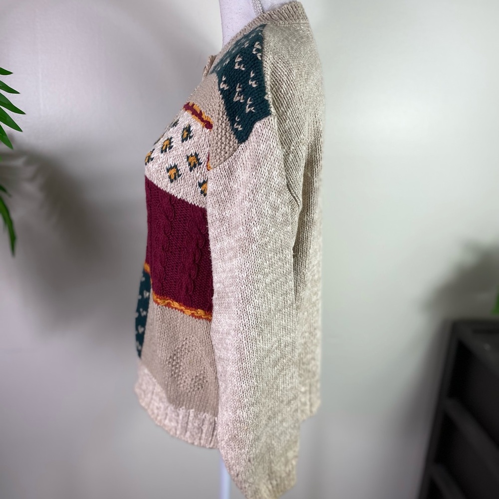 Russ sport co.Vtg women’s color block buttoned chunky knit cardigan swea Sz M - Picture 5 of 11